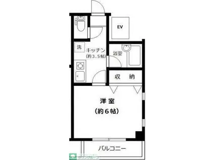 ヒルズエクセル(1K/2階)の間取り写真