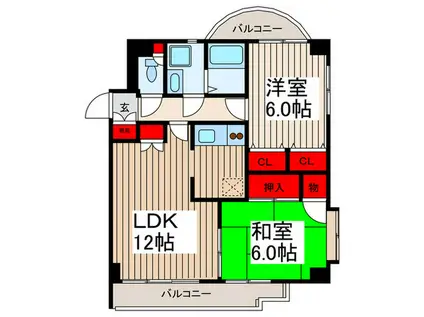 センチュリーアライ(2LDK/2階)の間取り写真