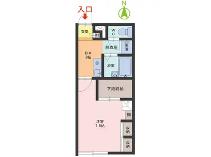 ルミエール(1DK/1階)の間取り写真