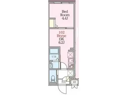 エルファーロ三間茶屋VI(1DK/1階)の間取り写真