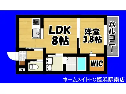 ABETINA野芥(1LDK/1階)の間取り写真