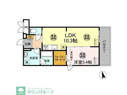 メゾンボヌール(1LDK/6階)の間取り写真