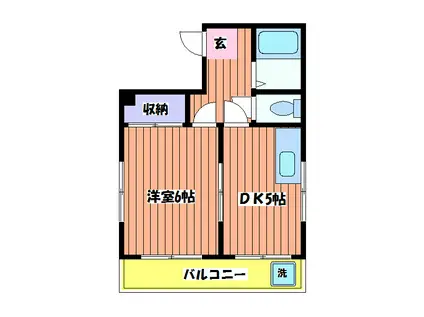 マリアンビル(1DK/2階)の間取り写真