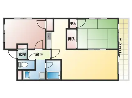 キューブフラット(2LDK/3階)の間取り写真