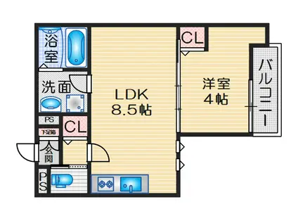 HGS服部天神(1LDK/2階)の間取り写真