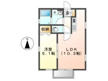 LUCE(1LDK/2階)の間取り写真