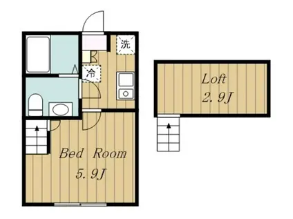 ル・ヴァンベール(1K/2階)の間取り写真