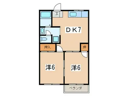 グランフレグランス1(2DK/2階)の間取り写真