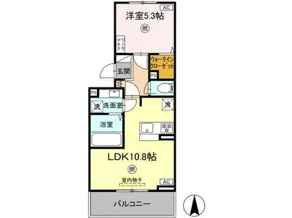 SAKURA A棟(1LDK/2階)の間取り写真