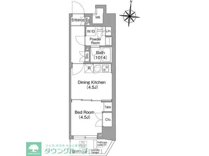 コンフォリア・リヴ木場イーストII(1DK/2階)の間取り写真