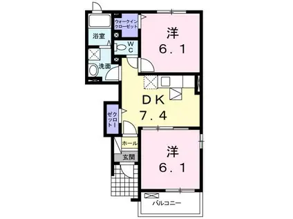 サンガーデン 幸町 B(2DK/1階)の間取り写真