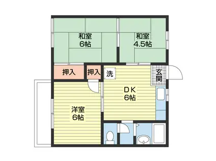 サンハイツ(3DK/2階)の間取り写真