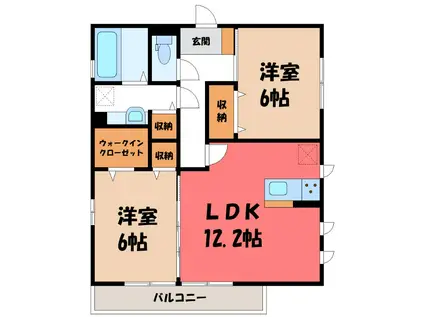キュウブオンダ泉(2LDK/3階)の間取り写真