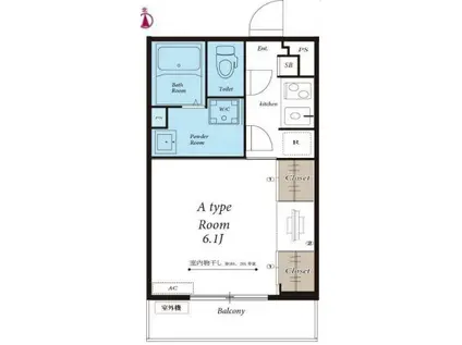 リブリ・ピーチテラス湘南(1K/2階)の間取り写真