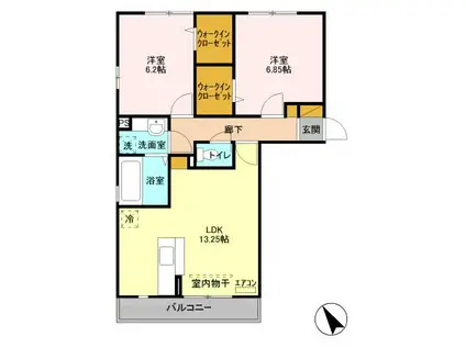 ジュネ きさら津(2LDK/3階)の間取り写真