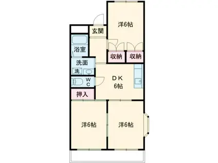 ベルテ不動丘(3DK/2階)の間取り写真