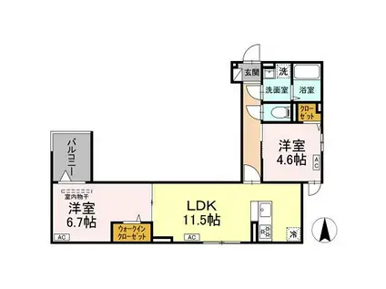 グラナーデ扇I A(2LDK/3階)の間取り写真