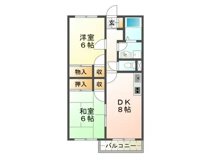 ビラタルミ(2DK/2階)の間取り写真