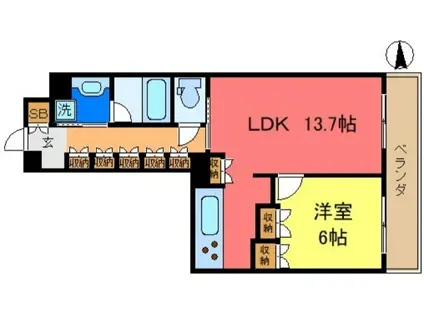 ザ・タワーズウエスト(1LDK/17階)の間取り写真