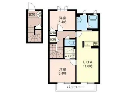 エレンシア・N(2LDK/2階)の間取り写真