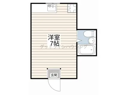 ヒルハイツB棟(ワンルーム/2階)の間取り写真