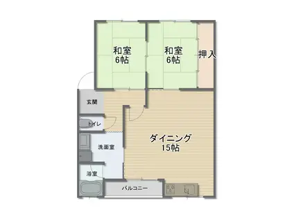 パールハイツ北谷(2LDK/2階)の間取り写真