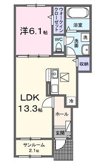 リトルノ(1LDK/1階)の間取り写真