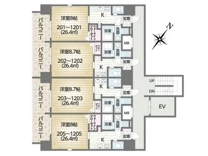 フォレストグレイス城東京橋I(1K/8階)の間取り写真