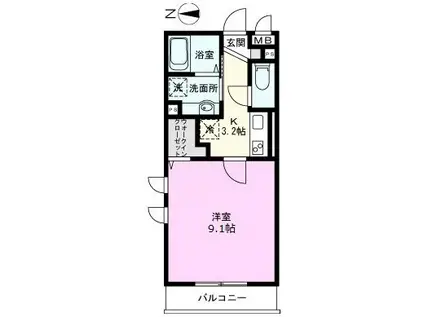 東武伊勢崎線 草加駅 徒歩5分 3階建 築5年(1K/2階)の間取り写真