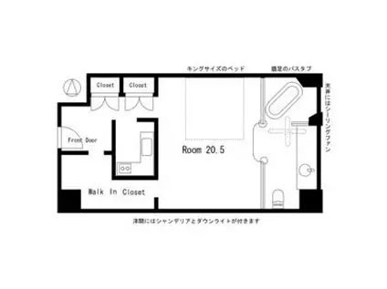 プリンセス姫ラグジュアリースイート(1K/8階)の間取り写真