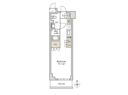 アパートメンツ綱島(ワンルーム/7階)の間取り写真