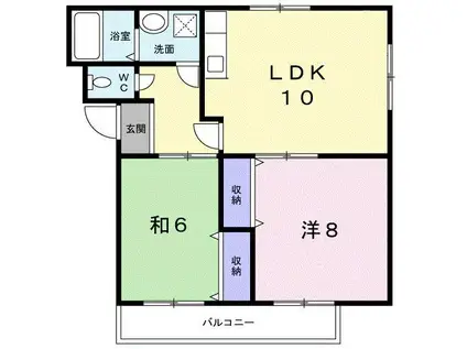 ハイツ沖田I(2LDK/1階)の間取り写真