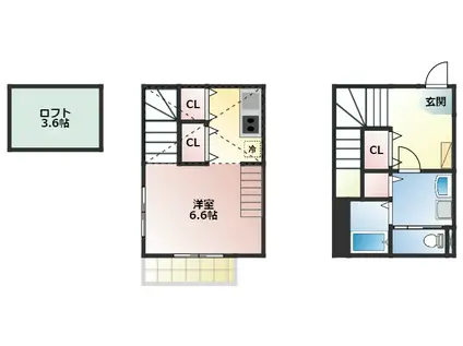 ハーモニーテラス今池南(1SK/1階)の間取り写真