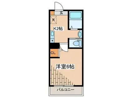 メルディア淵野辺II(1K/3階)の間取り写真