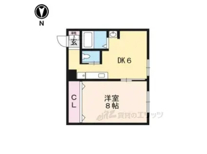 加賀山コーポ3(1DK/2階)の間取り写真