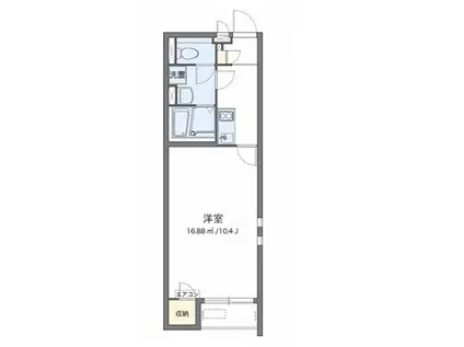 クレイノグランルーチェII(1K/1階)の間取り写真