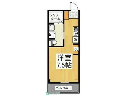 ロイヤルハイツ東所沢(ワンルーム/2階)の間取り写真