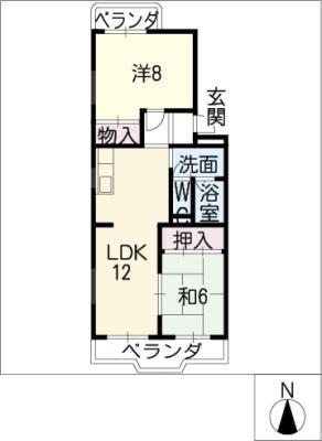 ウエスト PALACE(2LDK/3階)の間取り写真