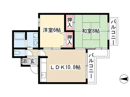 カーサラフィーネ(2LDK/2階)の間取り写真