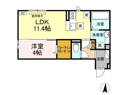RESUA篠田(1LDK/1階)の間取り写真