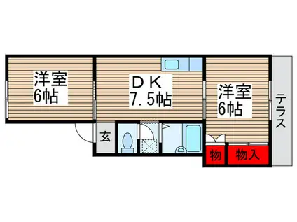 メゾンブランシュA(2DK/1階)の間取り写真
