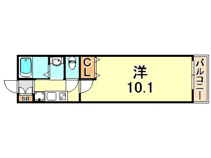 レジディア三宮東(1K/2階)の間取り写真