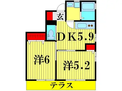 フォレストピア(2DK/1階)の間取り写真