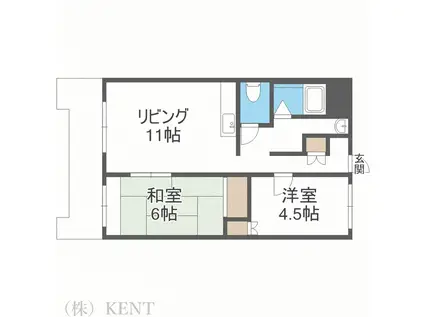 しんかわコーポ裏参道(2LDK/4階)の間取り写真
