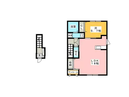 アリージェンス細畑(1LDK/2階)の間取り写真