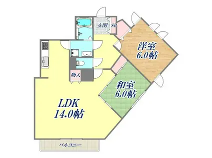 シロハイヌ門戸(2LDK/3階)の間取り写真