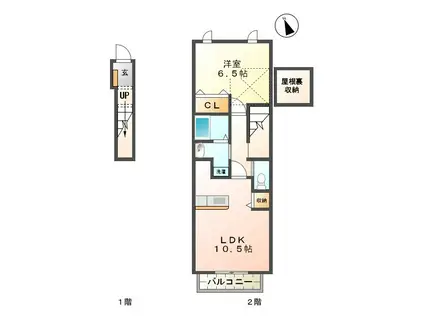 グランサージュB棟(1LDK/2階)の間取り写真