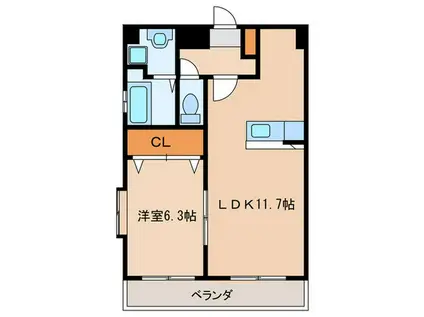 ルミエール原(1LDK/2階)の間取り写真