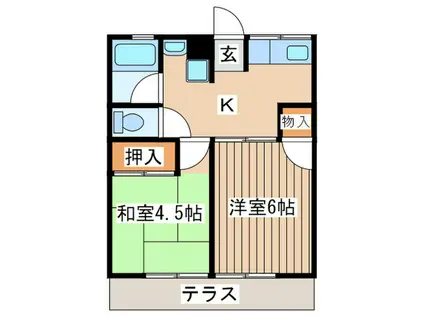 シティハイム高橋(2K/1階)の間取り写真
