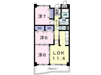 メゾンパルテールIII(3LDK/1階)の間取り写真